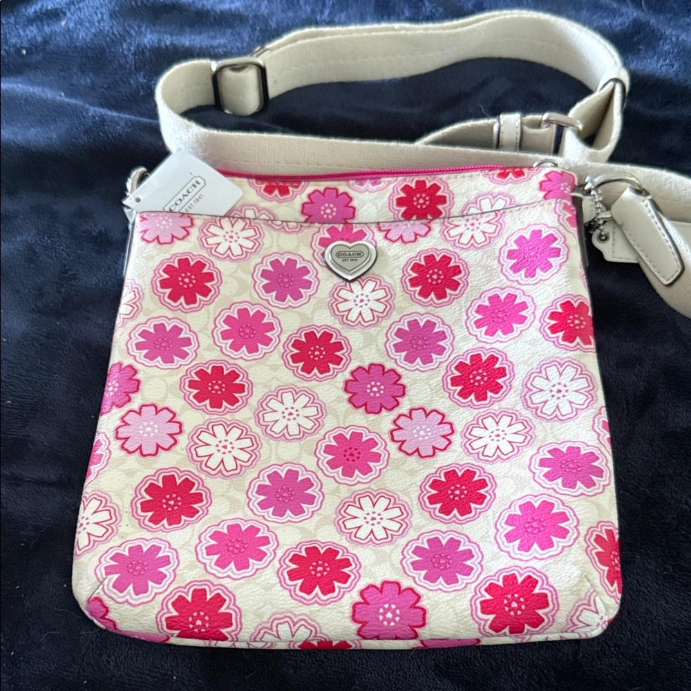 Coach Pink and Cream Floral Crossbody Bag